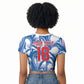 Custom Football Cape Verde Blue Sharks Raglan Cropped T shirt Rise Again Island
