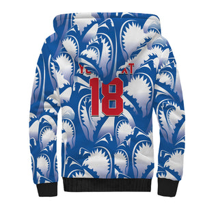 Custom Football Cape Verde Blue Sharks Sherpa Hoodie Rise Again Island