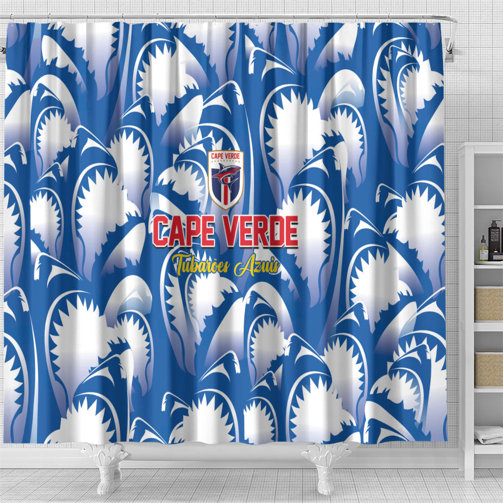 Football Cape Verde Blue Sharks Shower Curtain Rise Again Island