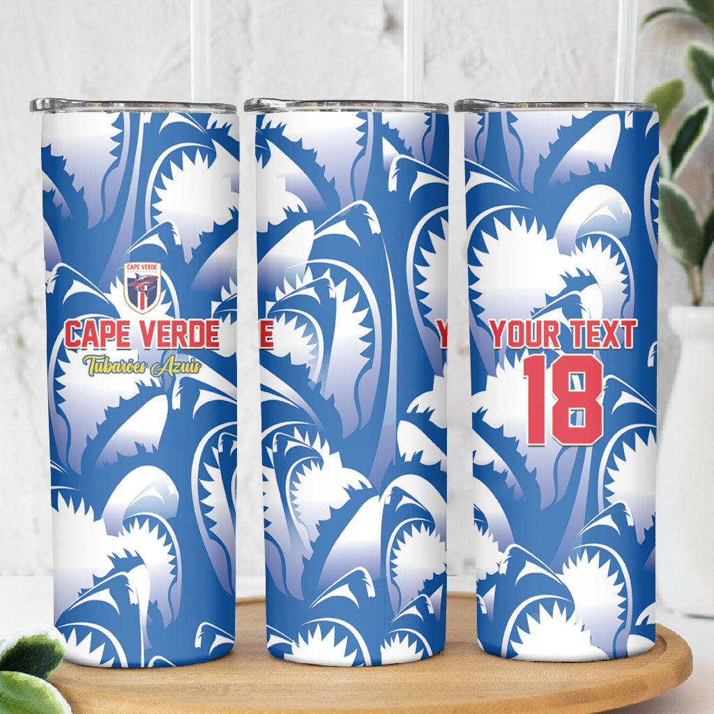 Custom Football Cape Verde Blue Sharks Skinny Tumbler Rise Again Island