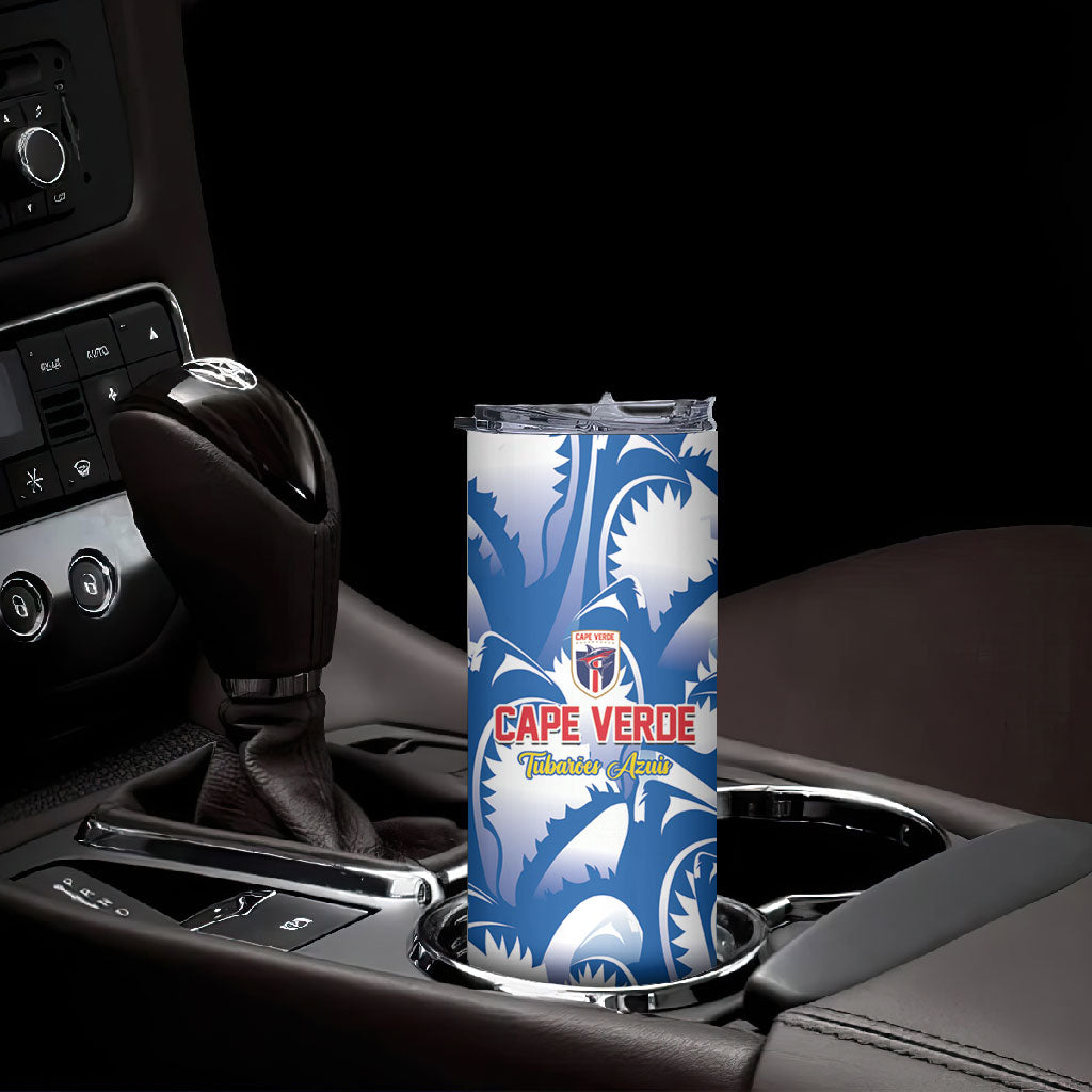 Custom Football Cape Verde Blue Sharks Skinny Tumbler Rise Again Island