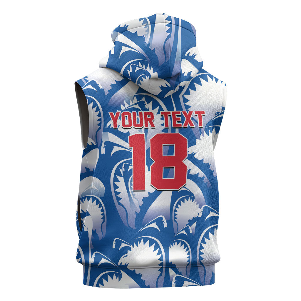 Custom Football Cape Verde Blue Sharks Sleeveless Hoodie Rise Again Island