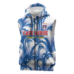 Custom Football Cape Verde Blue Sharks Sleeveless Zip Hoodie Rise Again Island