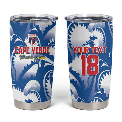 Custom Football Cape Verde Blue Sharks Tumbler Cup Rise Again Island