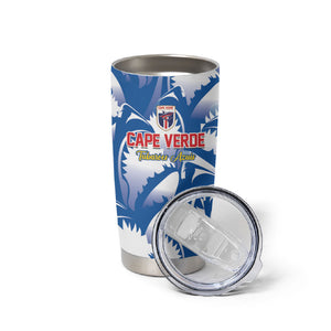 Custom Football Cape Verde Blue Sharks Tumbler Cup Rise Again Island