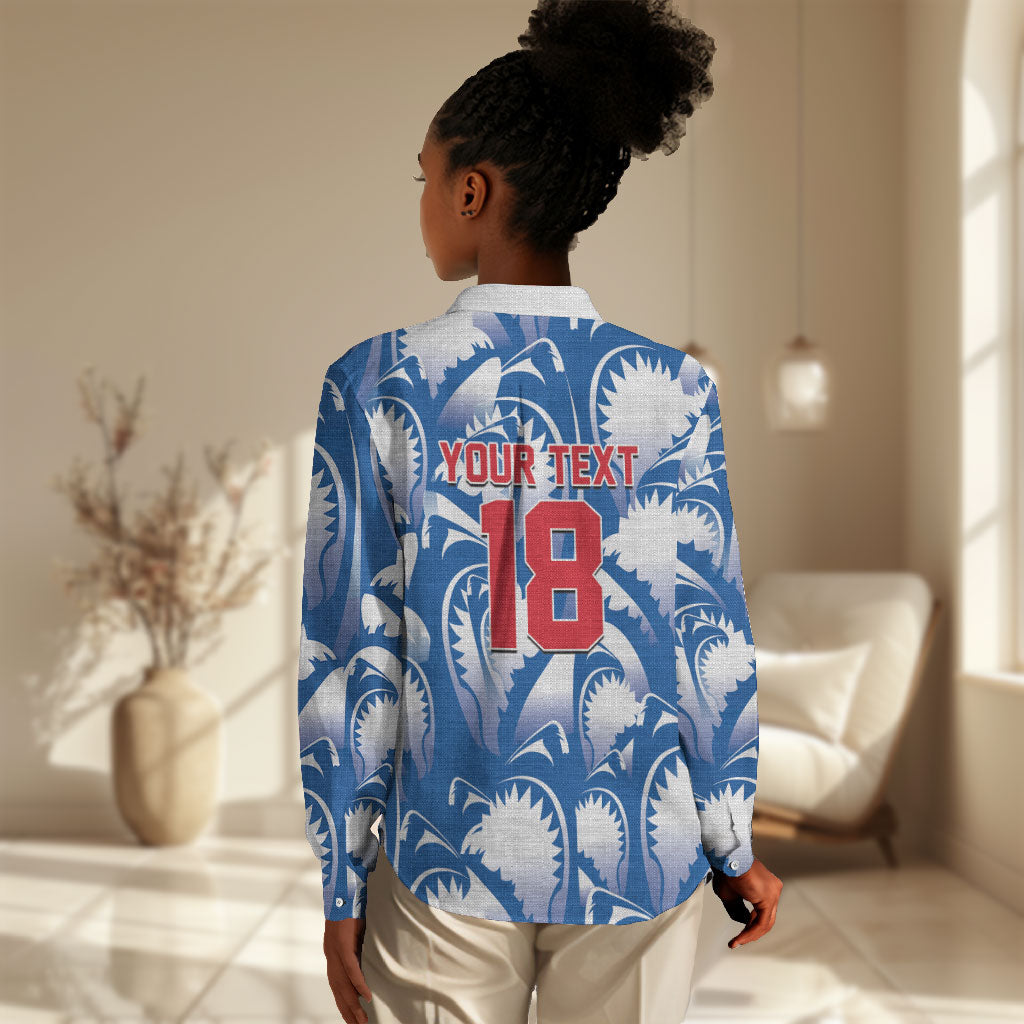 Custom Football Cape Verde Blue Sharks Women Casual Shirt Rise Again Island
