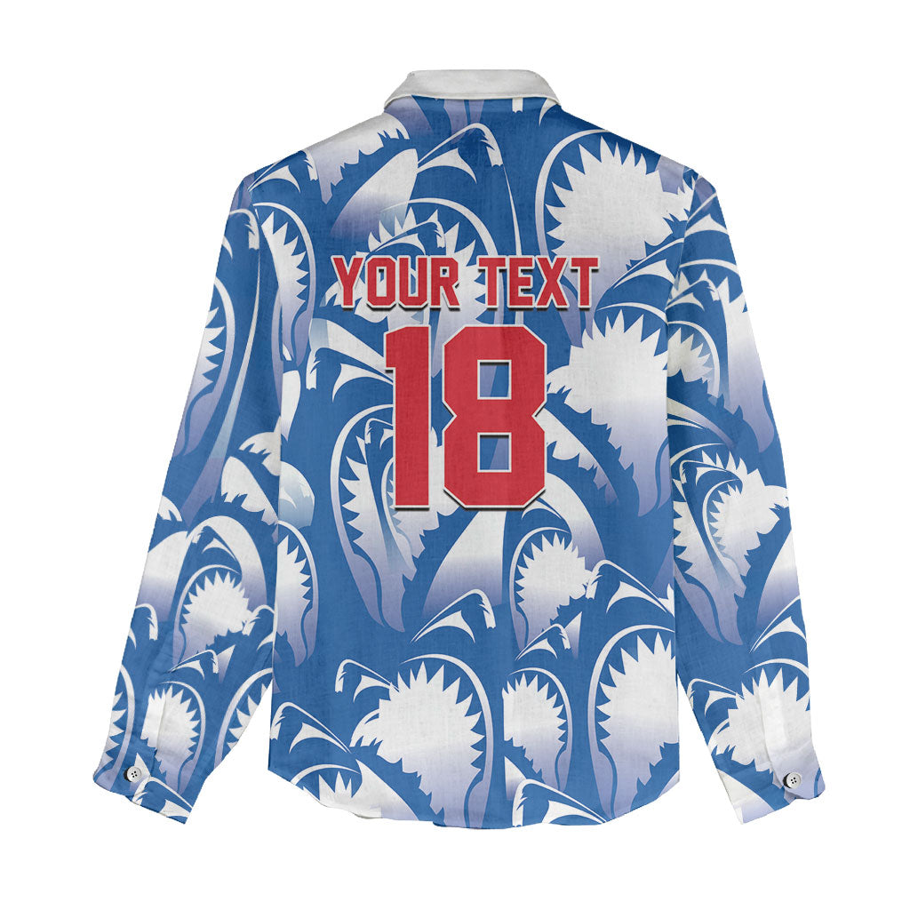 Custom Football Cape Verde Blue Sharks Women Casual Shirt Rise Again Island