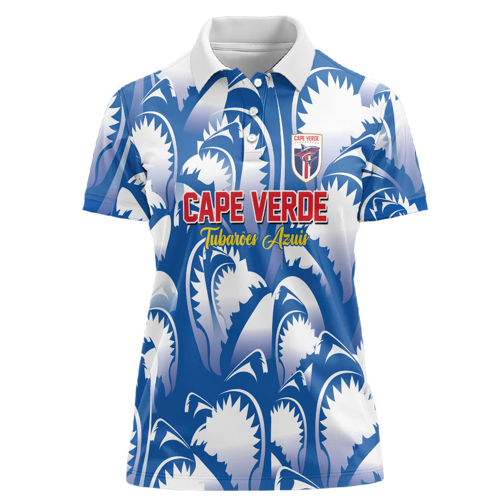 Custom Football Cape Verde Blue Sharks Women Polo Shirt Rise Again Island