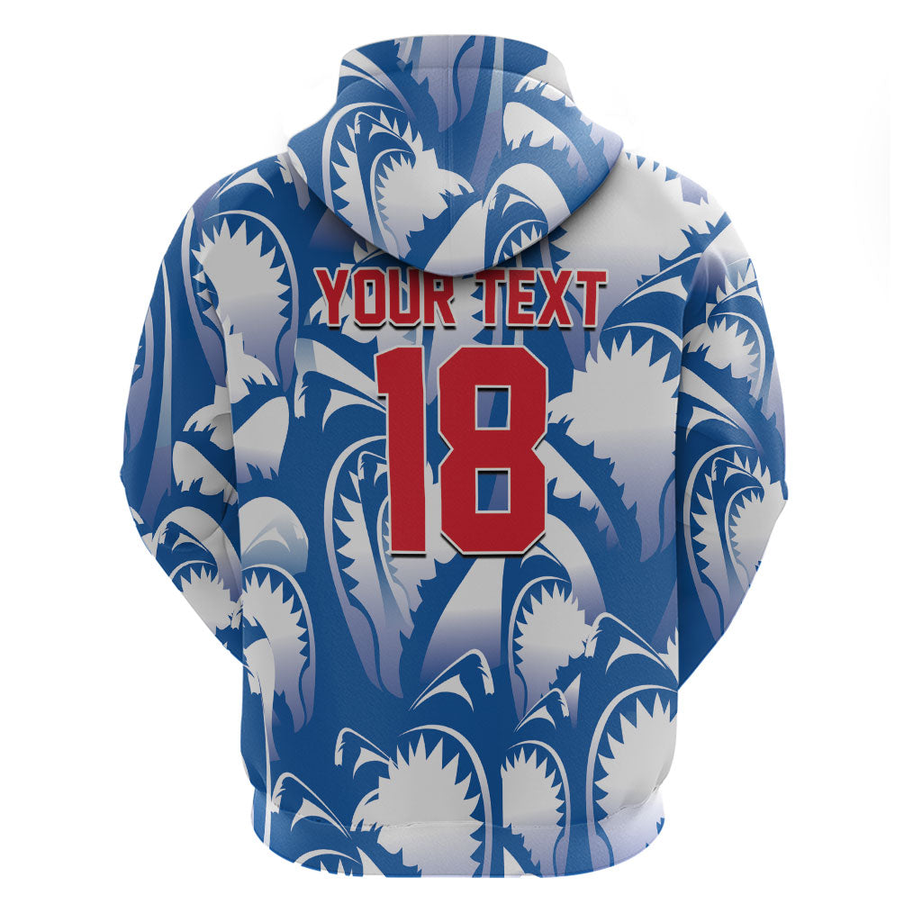 Custom Football Cape Verde Blue Sharks Zip Hoodie Rise Again Island