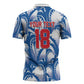 Custom Football Cape Verde Blue Sharks Zipper Polo Shirt Rise Again Island
