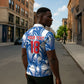 Custom Football Cape Verde Blue Sharks Zipper Polo Shirt Rise Again Island
