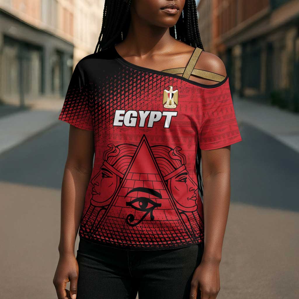 Custom Egypt Football Cross Shoulder Shirt The Pharaohs Eye of Horus