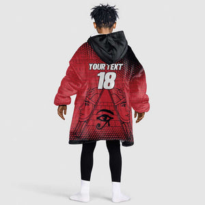 Custom Egypt Football Kid Wearable Blanket Hoodie The Pharaohs Eye of Horus