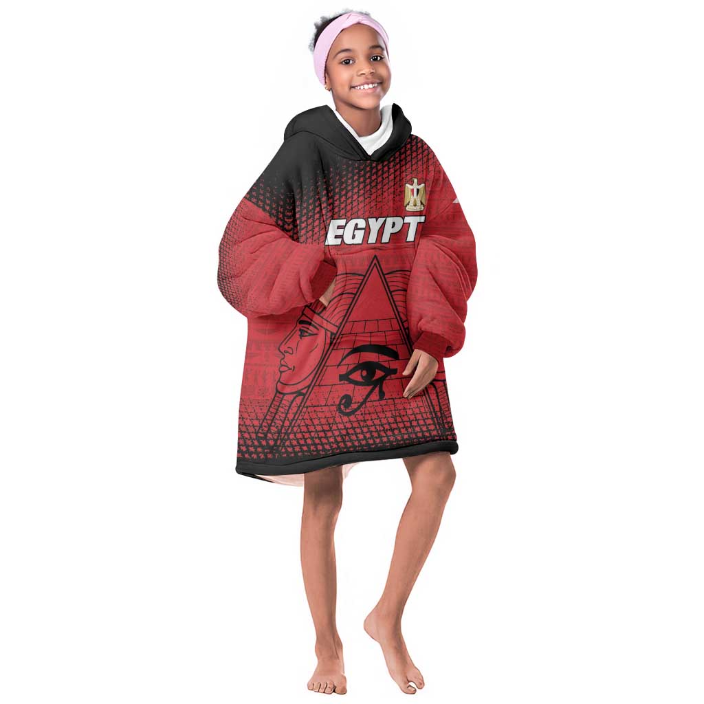 Custom Egypt Football Kid Wearable Blanket Hoodie The Pharaohs Eye of Horus