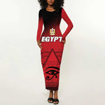 Custom Egypt Football Long Sleeve Bodycon Dress The Pharaohs Eye of Horus