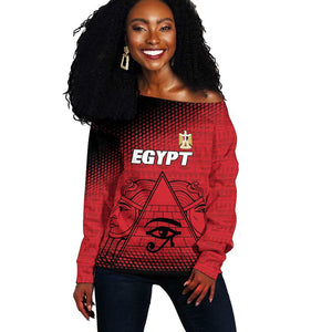 Custom Egypt Football Off Shoulder Sweater The Pharaohs Eye of Horus