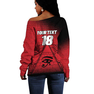 Custom Egypt Football Off Shoulder Sweater The Pharaohs Eye of Horus