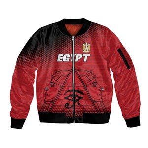 Custom Egypt Football Sleeve Zip Bomber Jacket The Pharaohs Eye of Horus