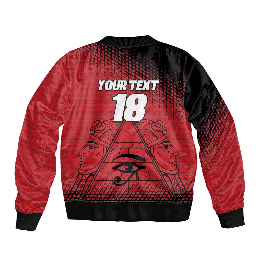 Custom Egypt Football Sleeve Zip Bomber Jacket The Pharaohs Eye of Horus