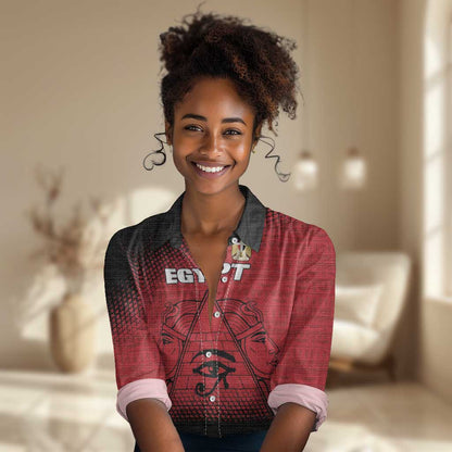 Custom Egypt Football Women Casual Shirt The Pharaohs Eye of Horus