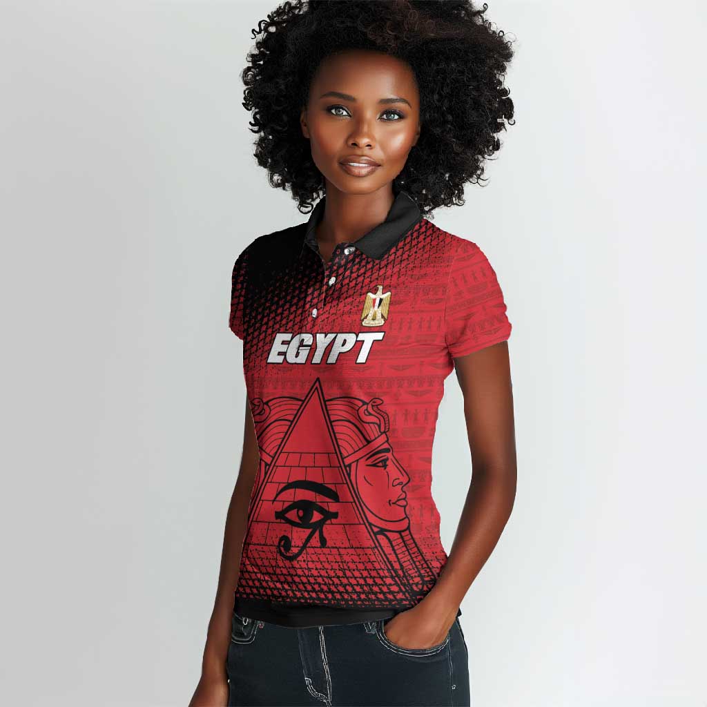 Custom Egypt Football Women Polo Shirt The Pharaohs Eye of Horus