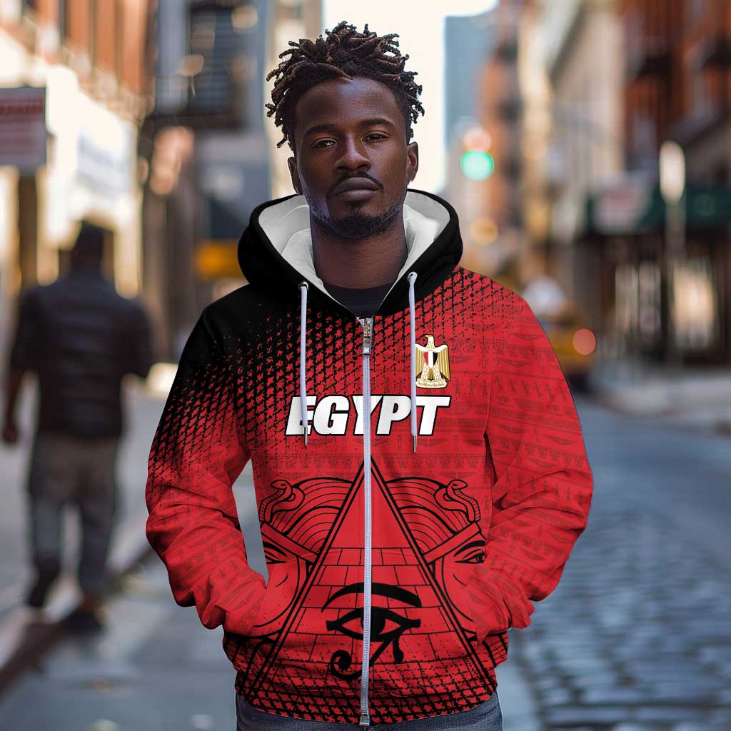 Custom Egypt Football Zip Hoodie The Pharaohs Eye of Horus