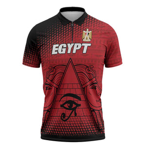 Custom Egypt Football Zipper Polo Shirt The Pharaohs Eye of Horus