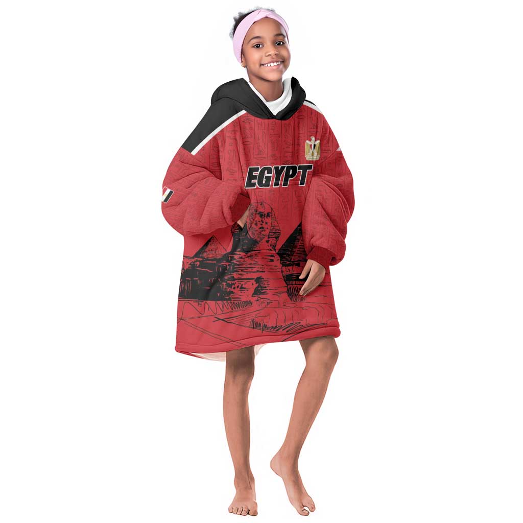 Custom Egypt Football Kid Wearable Blanket Hoodie Pharaohs Heritage Pyramid