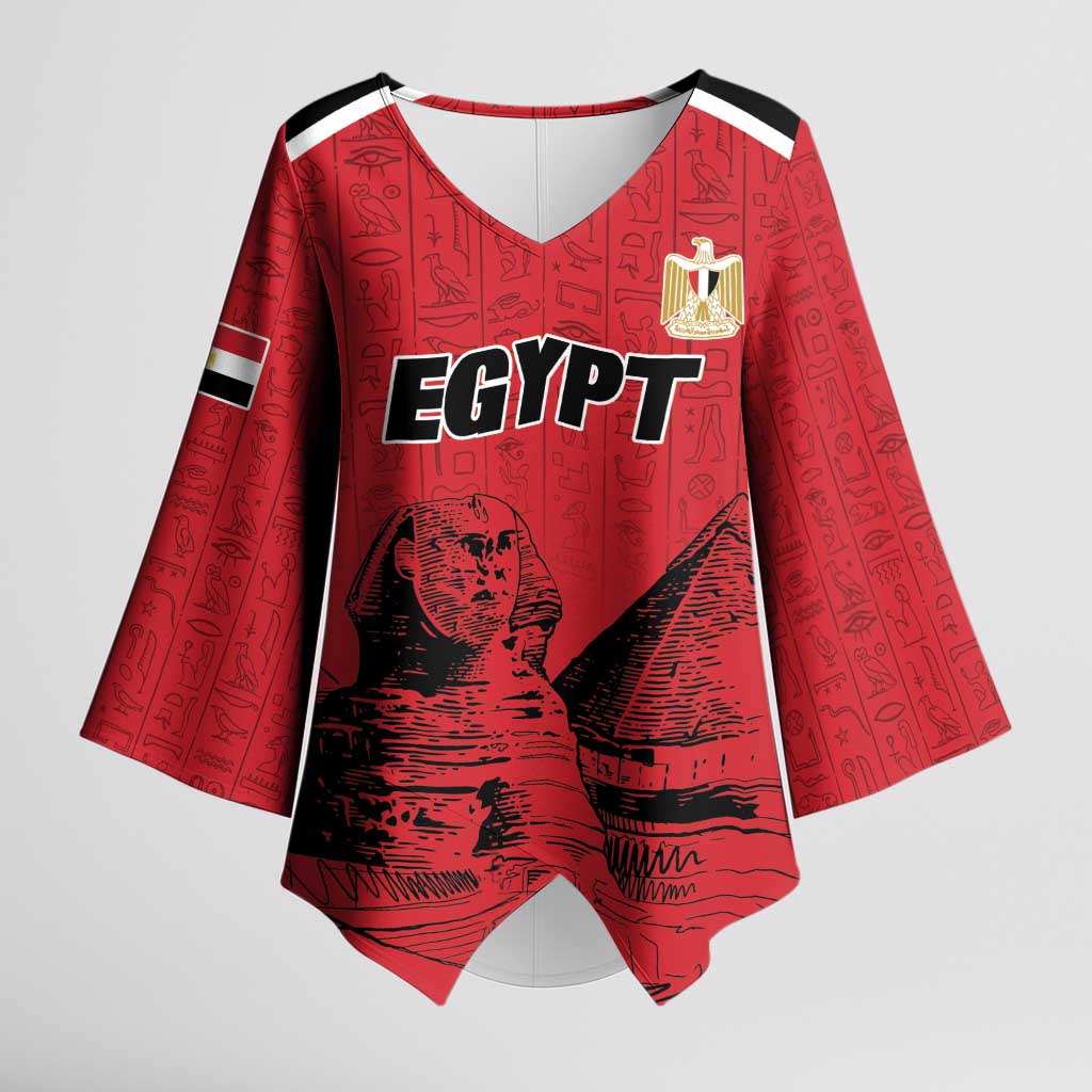 Custom Egypt Football Kimono Sleeve Blouse Pharaohs Heritage Pyramid