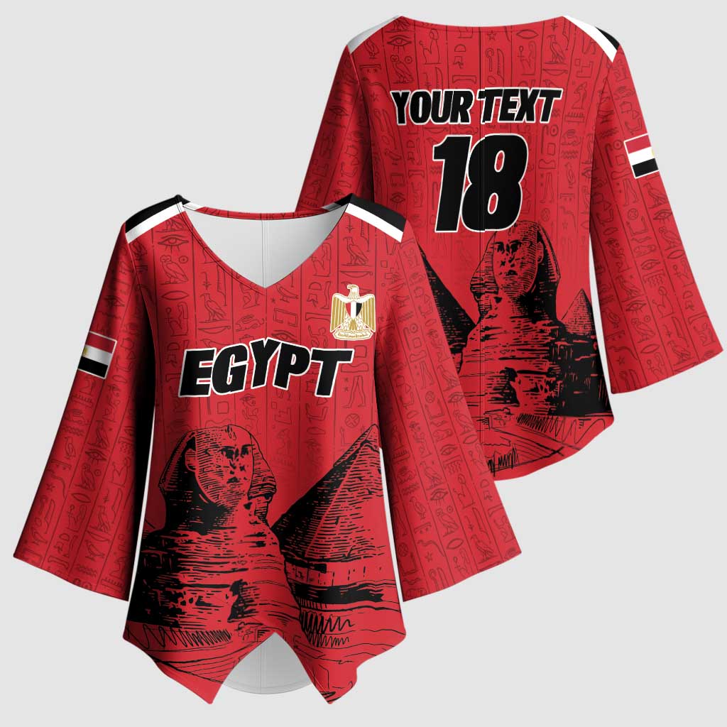 Custom Egypt Football Kimono Sleeve Blouse Pharaohs Heritage Pyramid
