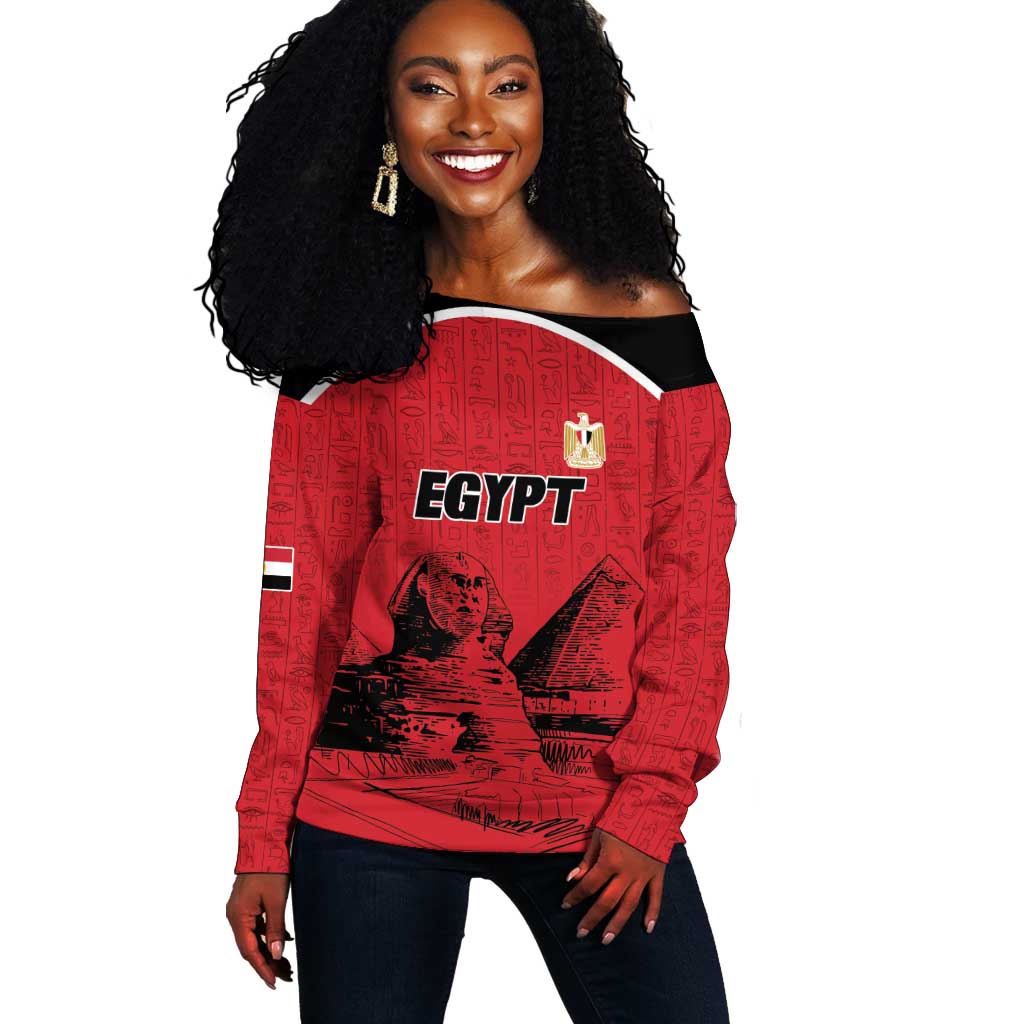 Custom Egypt Football Off Shoulder Sweater Pharaohs Heritage Pyramid