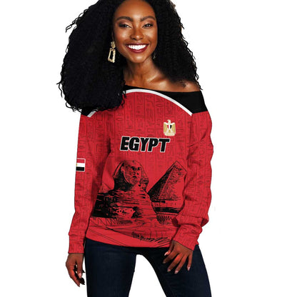 Custom Egypt Football Off Shoulder Sweater Pharaohs Heritage Pyramid
