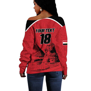 Custom Egypt Football Off Shoulder Sweater Pharaohs Heritage Pyramid