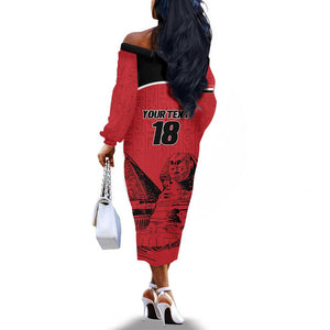 Custom Egypt Football Off The Shoulder Long Sleeve Dress Pharaohs Heritage Pyramid