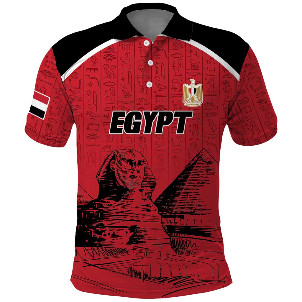Custom Egypt Football Polo Shirt Pharaohs Heritage Pyramid