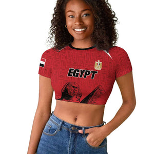 Custom Egypt Football Raglan Cropped T shirt Pharaohs Heritage Pyramid