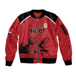 Custom Egypt Football Sleeve Zip Bomber Jacket Pharaohs Heritage Pyramid