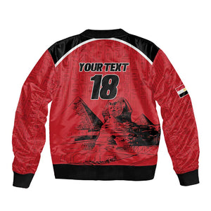 Custom Egypt Football Sleeve Zip Bomber Jacket Pharaohs Heritage Pyramid