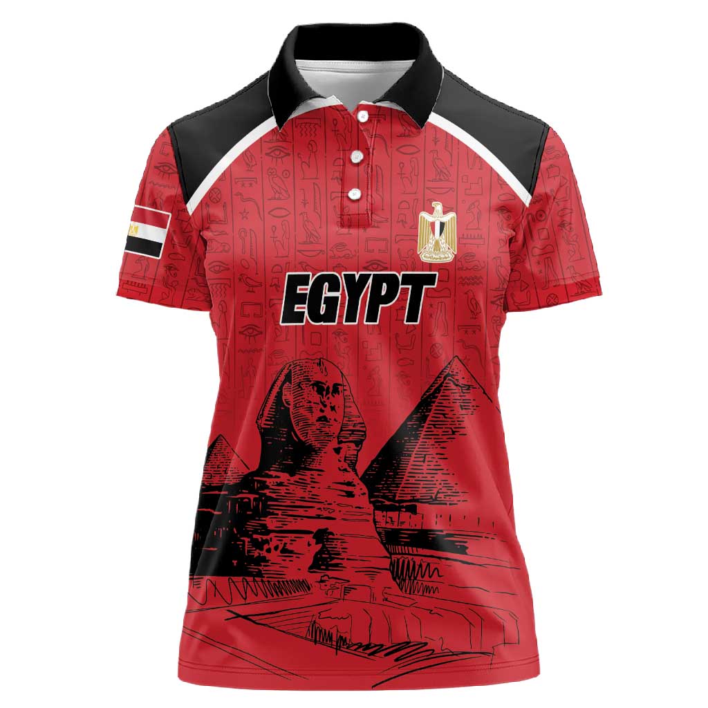Custom Egypt Football Women Polo Shirt Pharaohs Heritage Pyramid