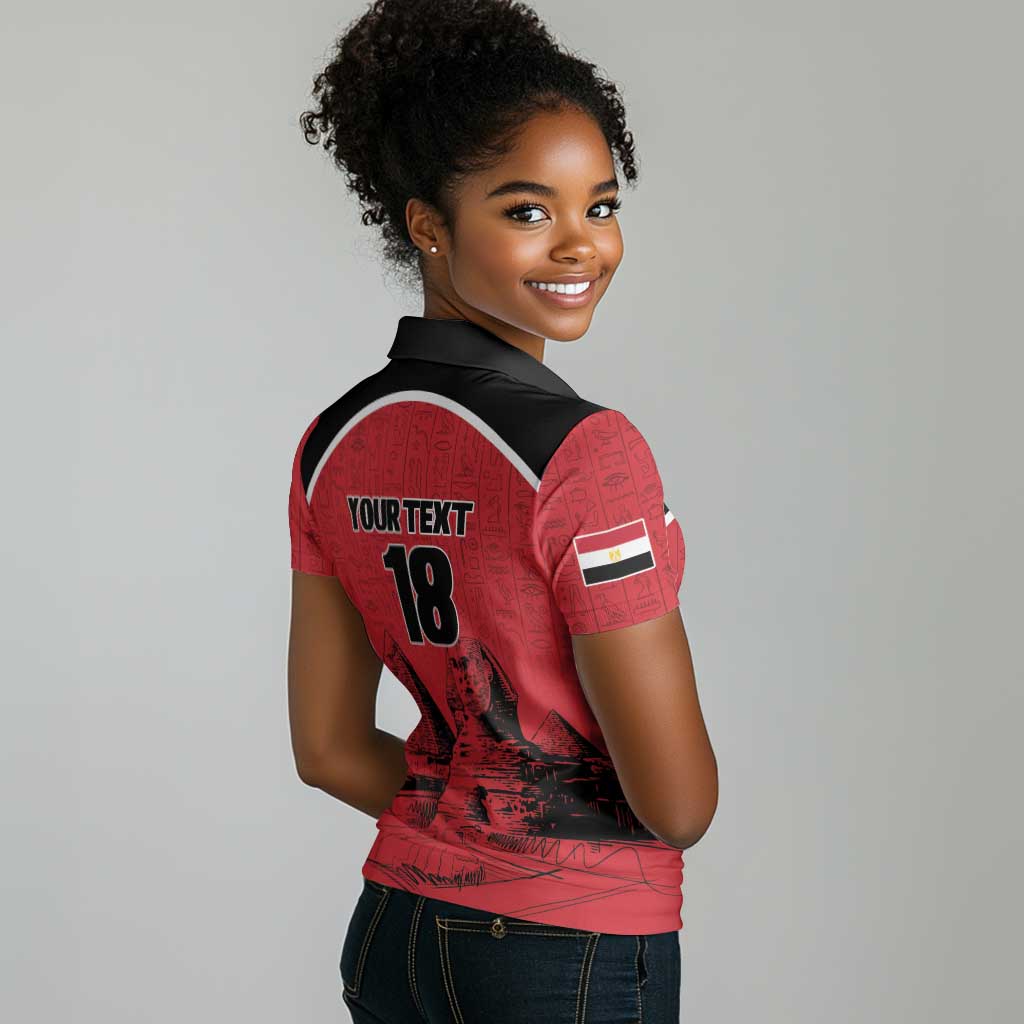 Custom Egypt Football Women Polo Shirt Pharaohs Heritage Pyramid