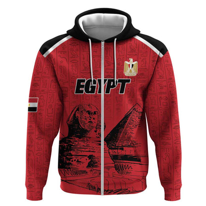 Custom Egypt Football Zip Hoodie Pharaohs Heritage Pyramid