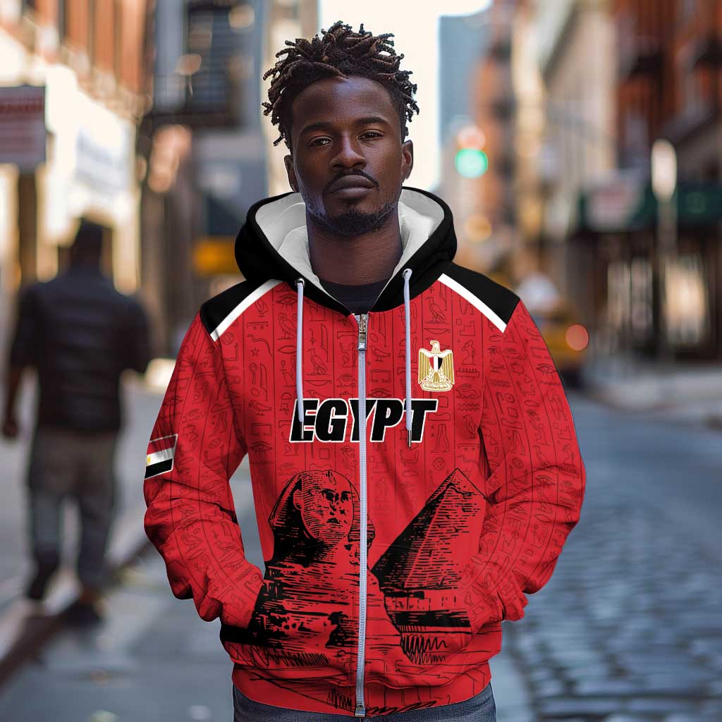 Custom Egypt Football Zip Hoodie Pharaohs Heritage Pyramid