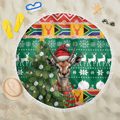 South Africa Springbok Beach Blanket Christmas Tree - Lightning Art
