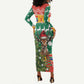 South Africa Springbok Long Sleeve Bodycon Dress Christmas Tree - Lightning Art LT18