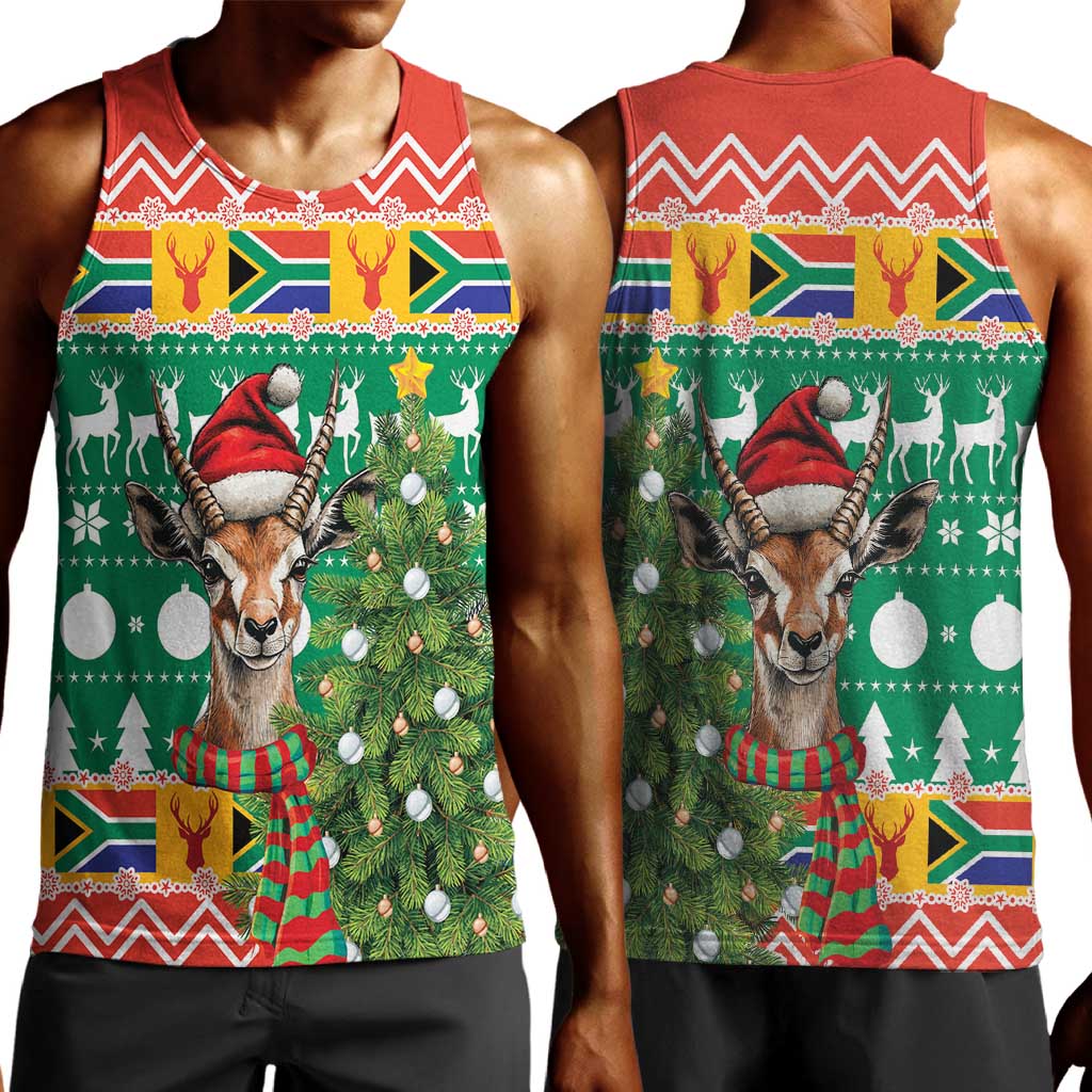 South Africa Springbok Men Tank Top Christmas Tree - Lightning Art
