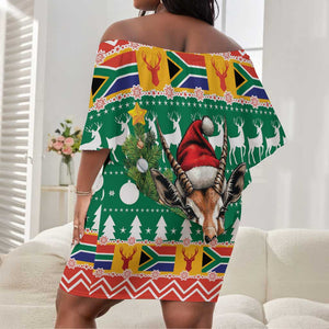 South Africa Springbok Off Shoulder Short Dress Christmas Tree - Lightning Art