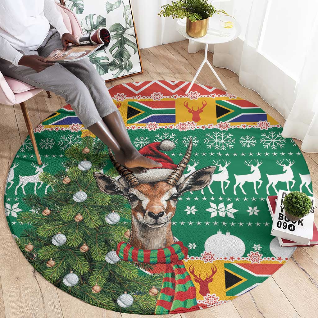 South Africa Springbok Round Carpet Christmas Tree - Lightning Art