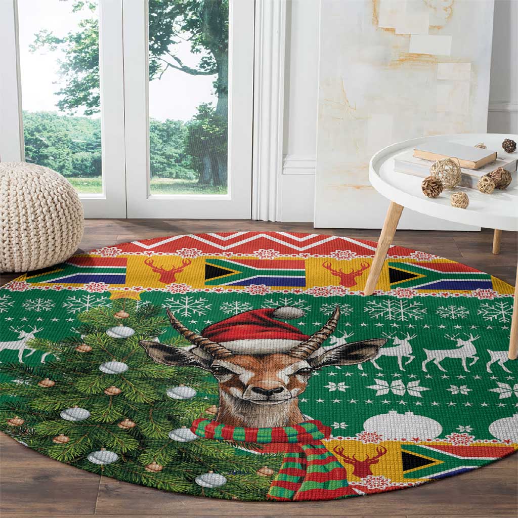 South Africa Springbok Round Carpet Christmas Tree - Lightning Art
