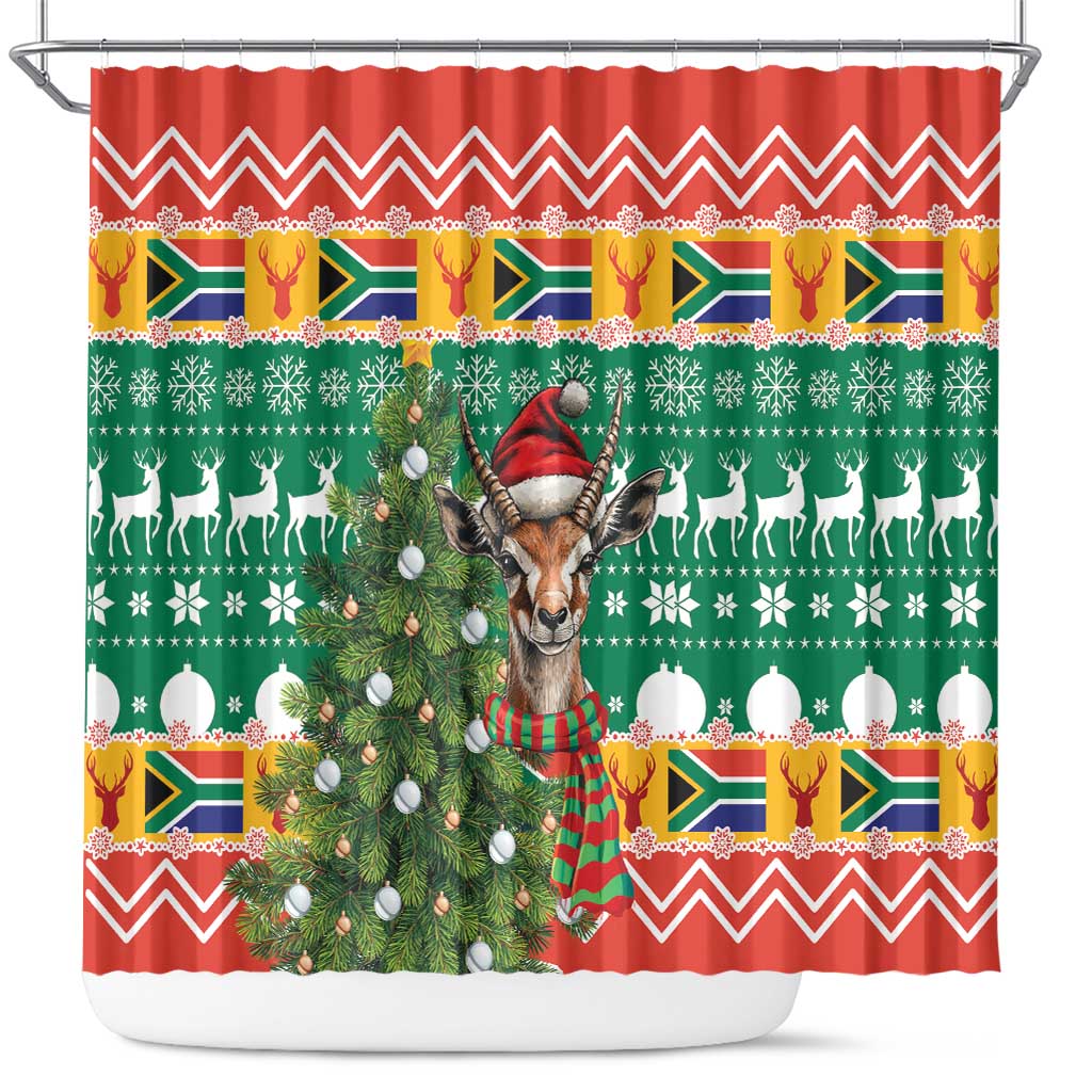 South Africa Springbok Shower Curtain Christmas Tree - Lightning Art