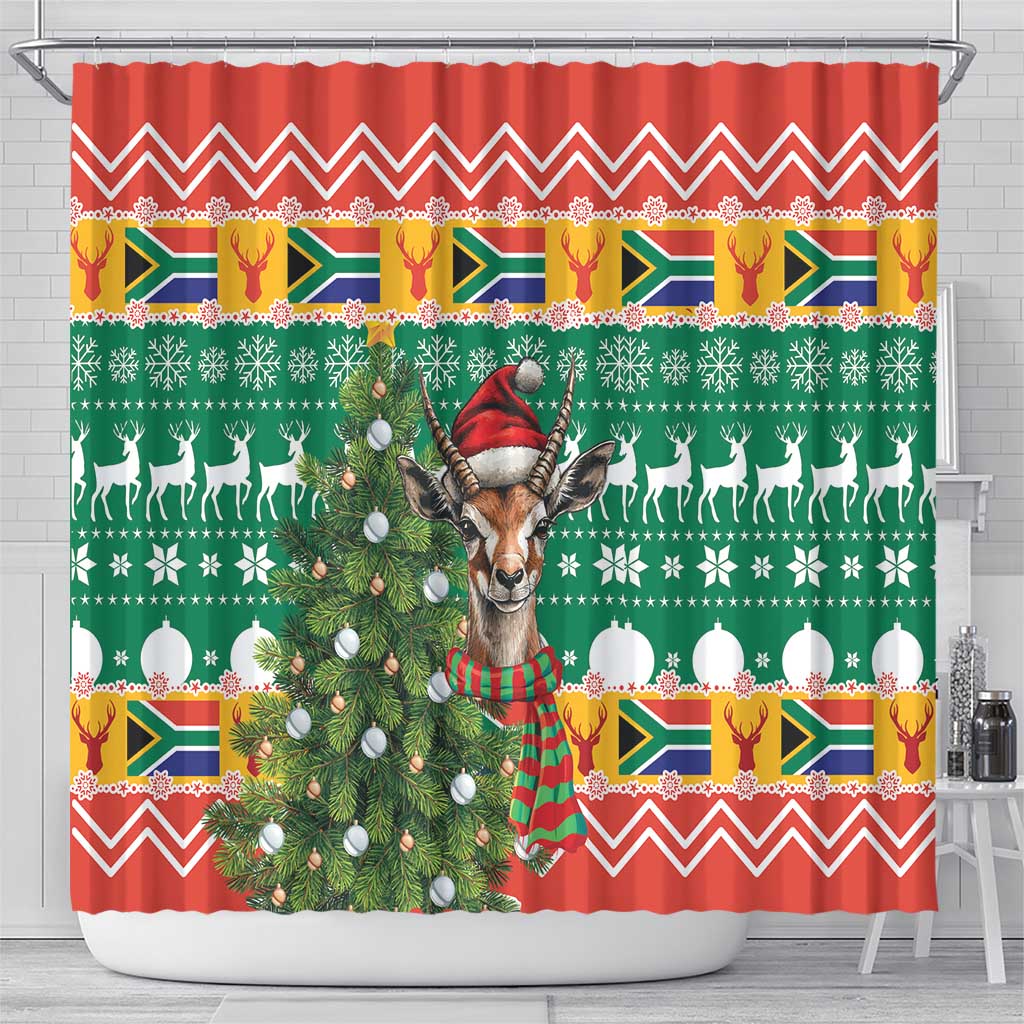 South Africa Springbok Shower Curtain Christmas Tree - Lightning Art